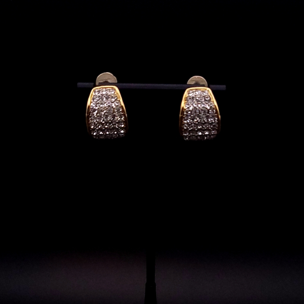 Nina Ricci Pavé Crystal Dome Earrings Vintage Gold-Tone Pierced Clip-On